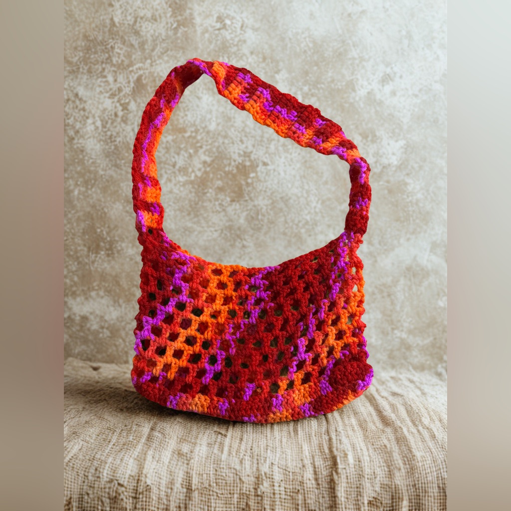 Vibrant Multicolor Crochet Shoulder Bag